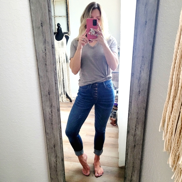 Judy Blue High Rise Dark Wash Button Fly Skinny Jeans Size 0(24) - Picture 7 of 17